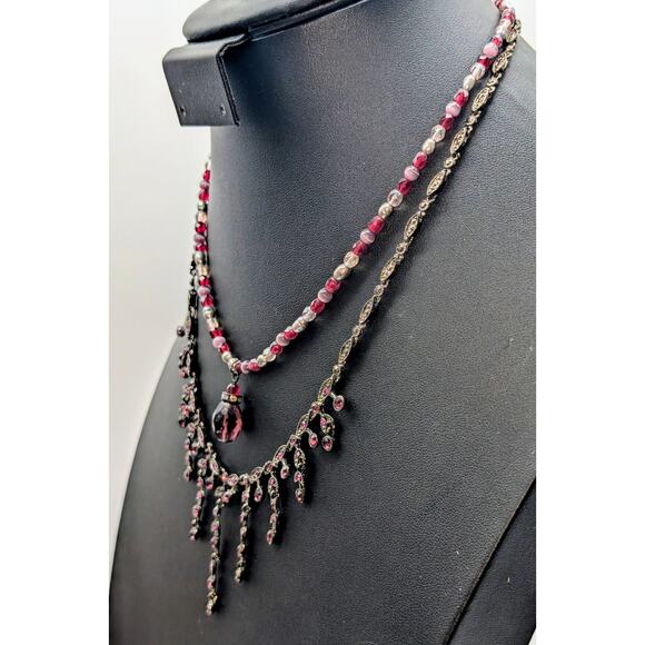 Mixed Lot of Crystal Rhinestone Bead 2 Necklaces 2 Bracelets & Dangle Earrings - Picture 5 of 10